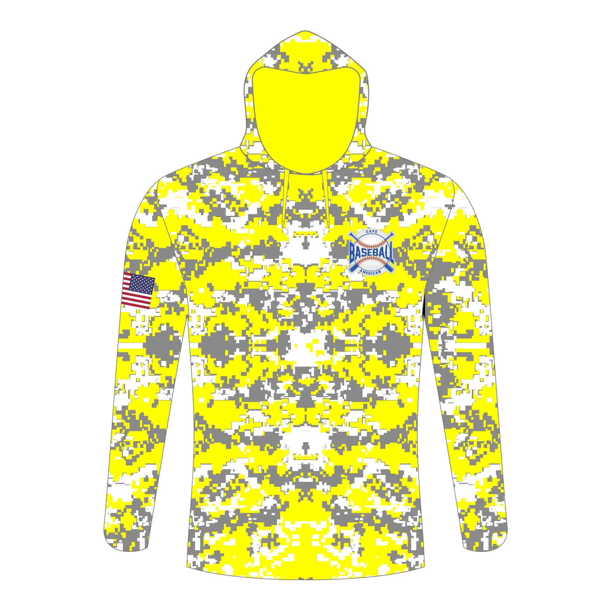 CA Long Sleeve Shirt Hoodie Gray Yellow Camo